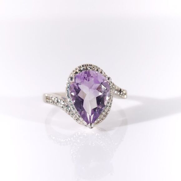 Amethyst Pear 2.5 Carats Ring Size 8 - Picture 1 of 13